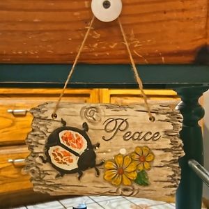 Greenbrier Sign/Plaque Rectangle Height4.5 in Peace ladybug